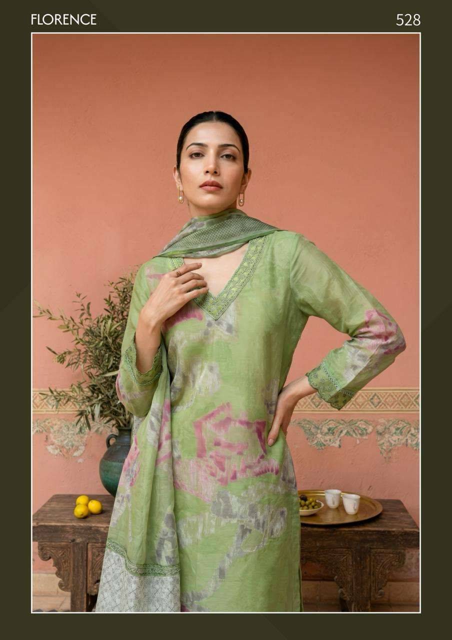 FLORENCE By T&M 515 TO 521 Beautiful Festive Suits Stylish Colorful Fancy Casual Wear Organdy Digital Print Dresses At Wholesale Price